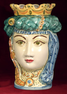 Testa di Donna Majolika Keramik Vase Frauenkopf 33cm Sizilien