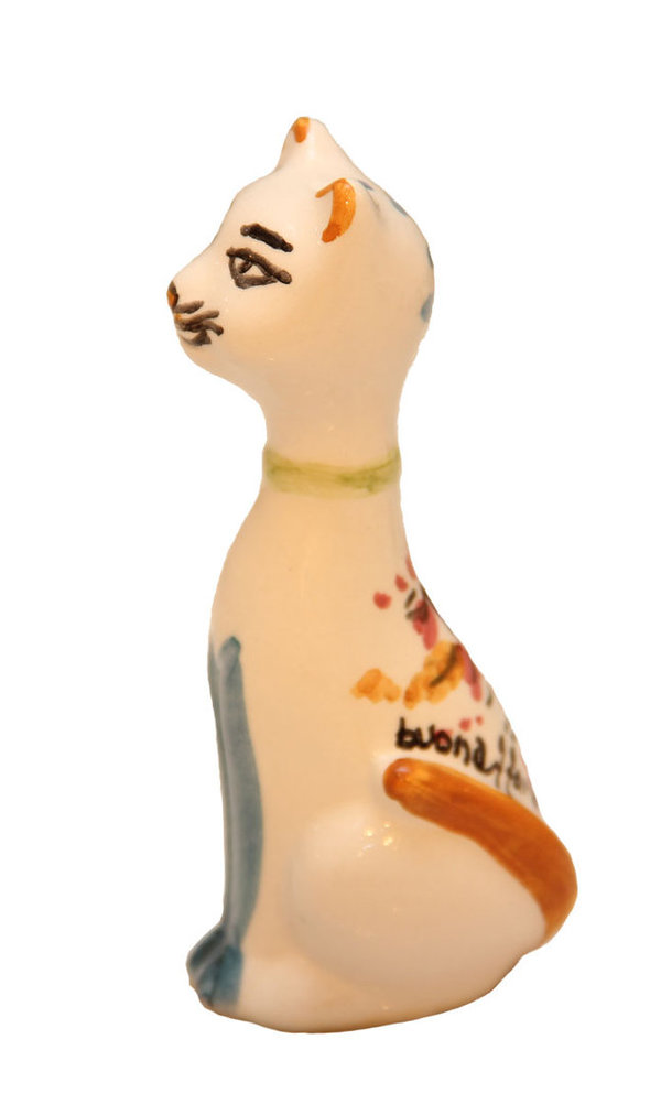 Katze Majolika Keramik Geschenk Katzenfigur 10cm